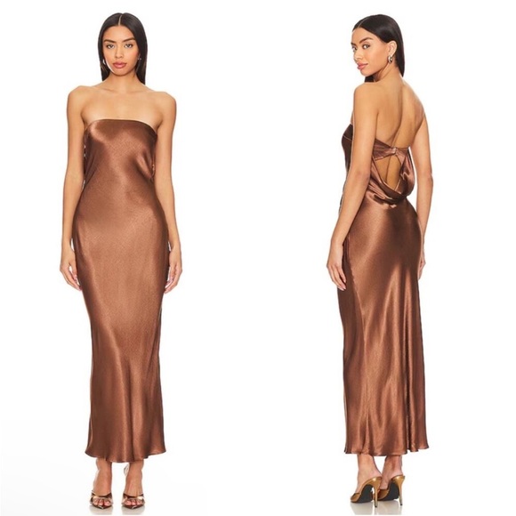 bec and bridge brown silk dress BEC + BRIDGE Kehlani V Maxi Dress – Danielle Louise Fashion main image 0